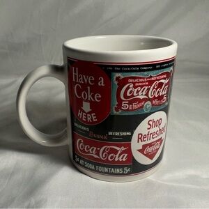 Vintage Coca-Cola Sign Art Collectable Coffee Mug Cup Excellent Used Condition